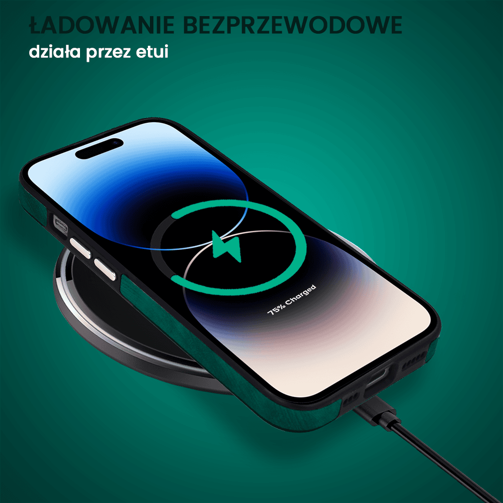 Etui do iPhone 14 Pro Max Magsafe Business Leather, eleganckie, przyjemne w dotyku, zielone