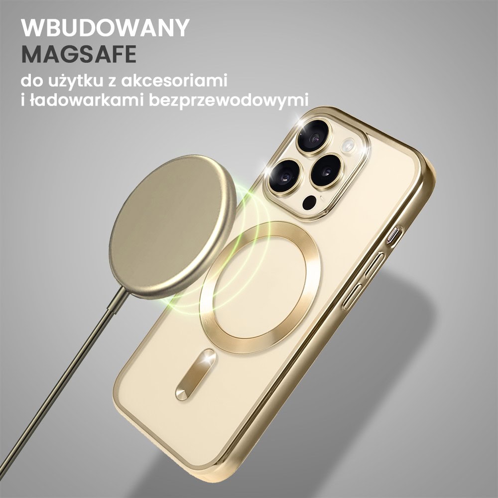 Etui do iPhone 14 Pro Magsafe Luxury przeźroczyste, złote (OUTLET)