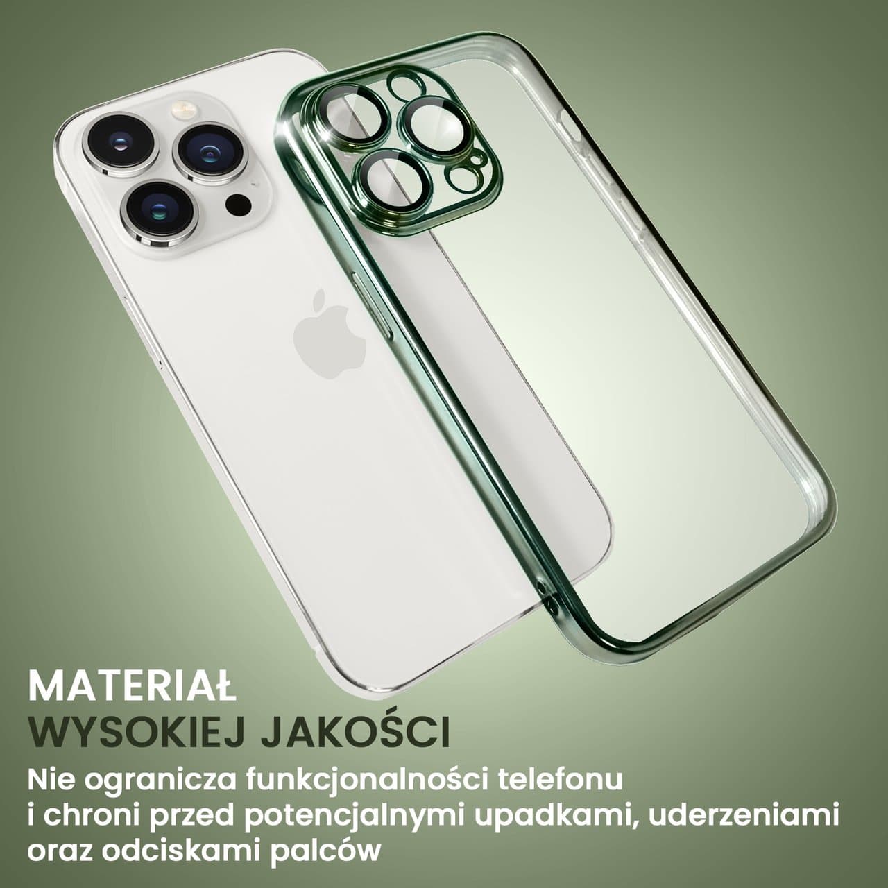 Etui do iPhone 14 Pro Max Slim Protect Full Cover z osłoną kamery i obiektywów 9H, zielony