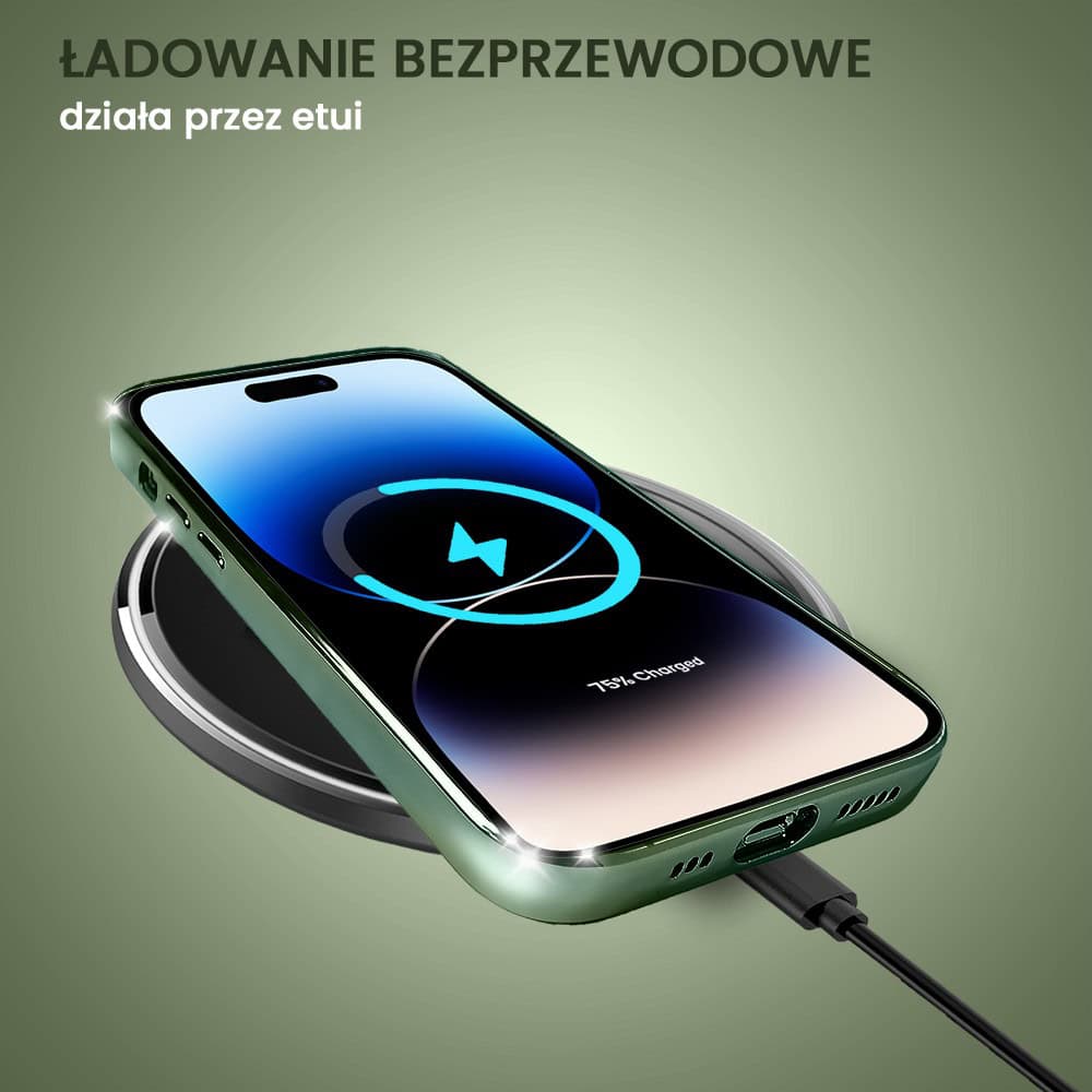 Etui do iPhone 14 Pro Max Slim Protect Full Cover z osłoną kamery i obiektywów 9H, zielony