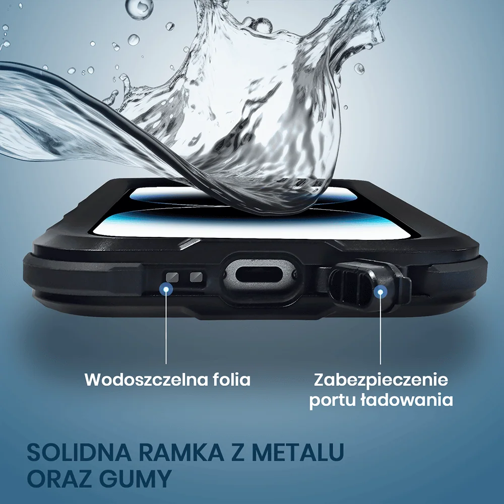 Etui do iPhone 14 Pro TOTAL Protect z Magsafe, wodoodporne, metalowe, przeźroczyste, czarne