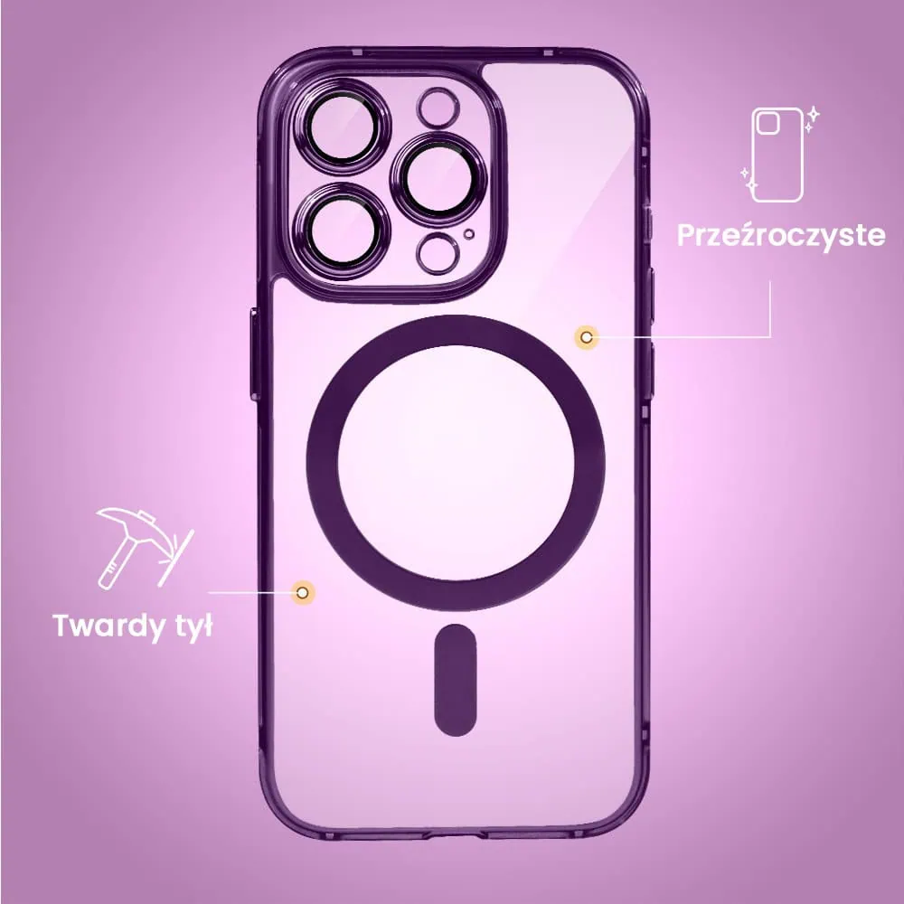 Etui do iPhone 14 Pro cienkie, wzmocnione, z ochroną anti shock oraz głośników, fioletowe