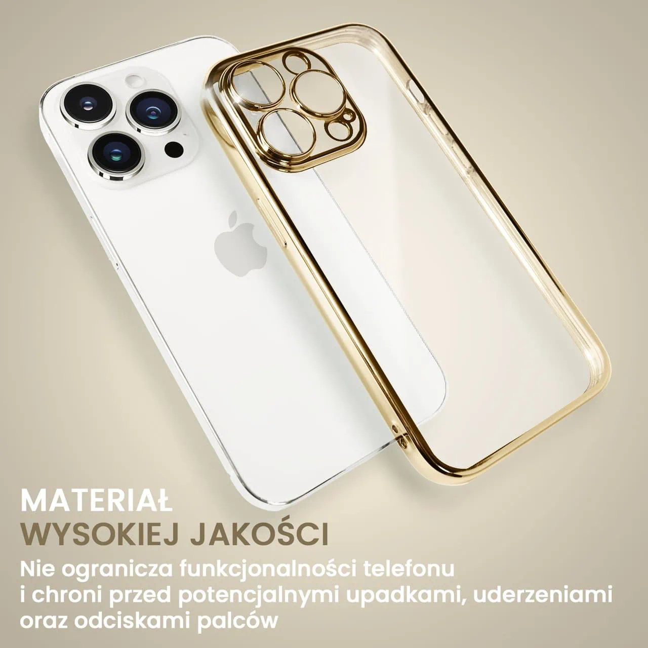 Etui do iPhone 13 Pro Max slim golden z osłoną kamery, złote (OUTLET)