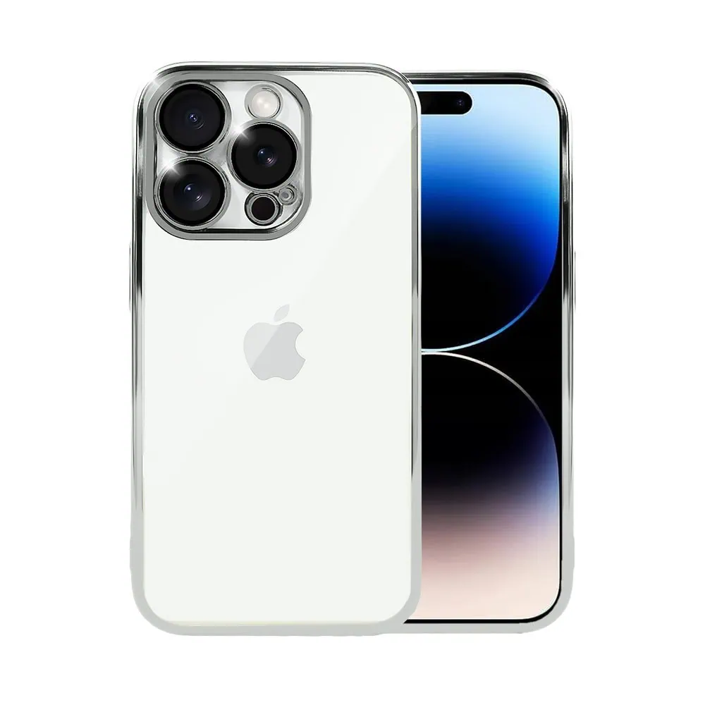 Etui do iPhone 14 Pro Max slim silver z osłoną kamery, srebrne