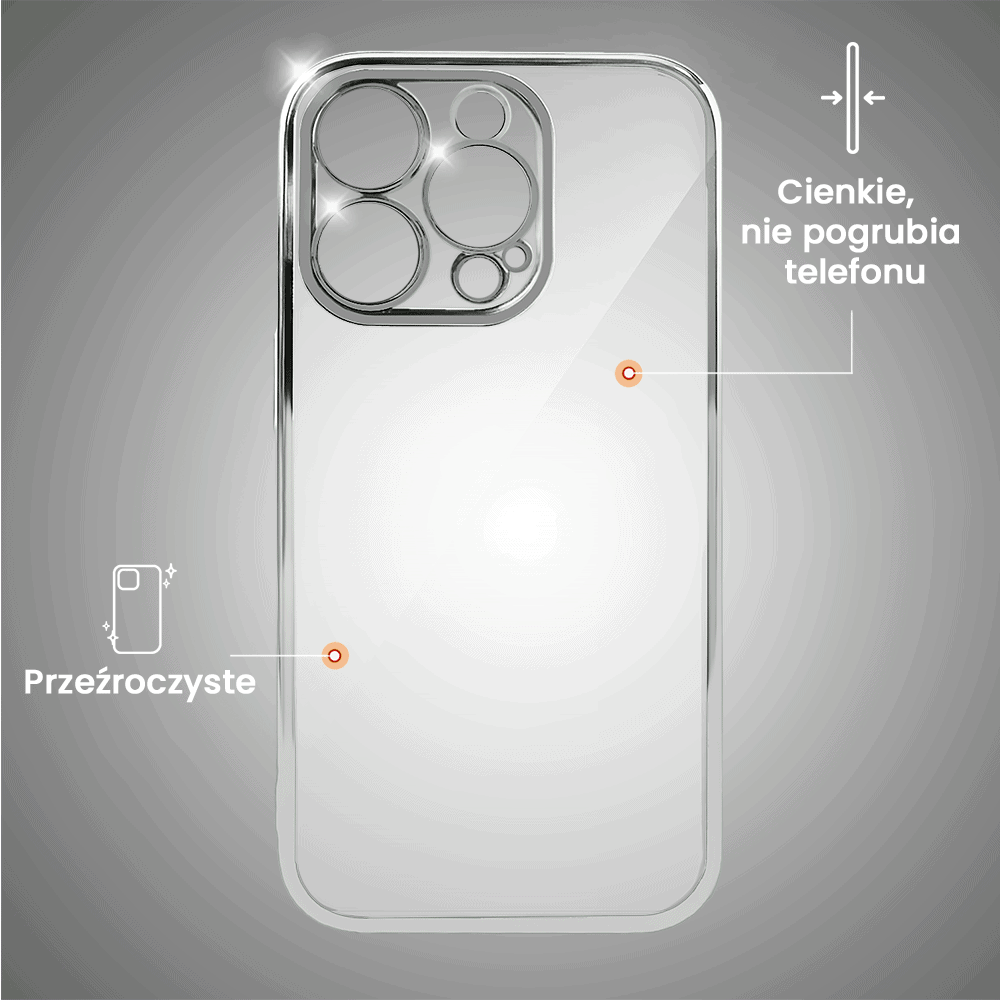Etui do iPhone 14 Pro Max slim silver z osłoną kamery, srebrne