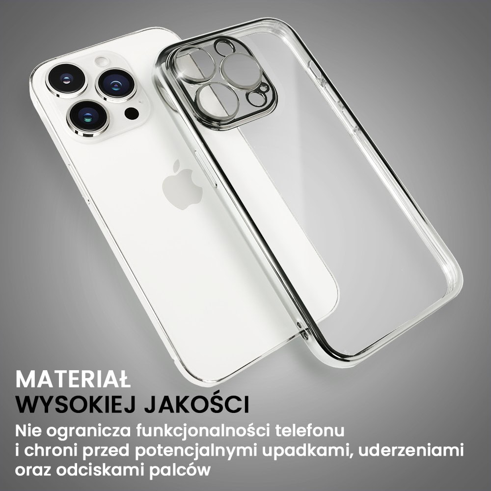 Etui do iPhone 14 Pro Max slim silver z osłoną kamery, srebrne
