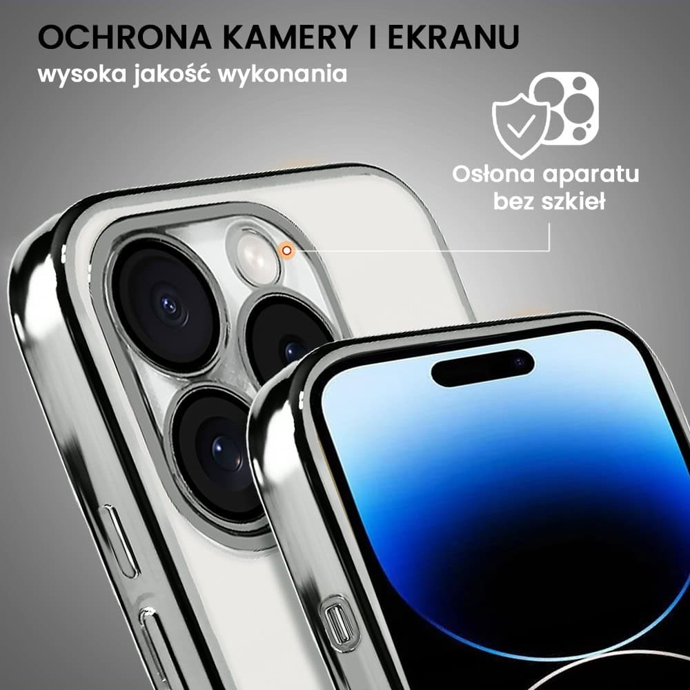 Etui do iPhone 14 Pro Max slim silver z osłoną kamery, srebrne