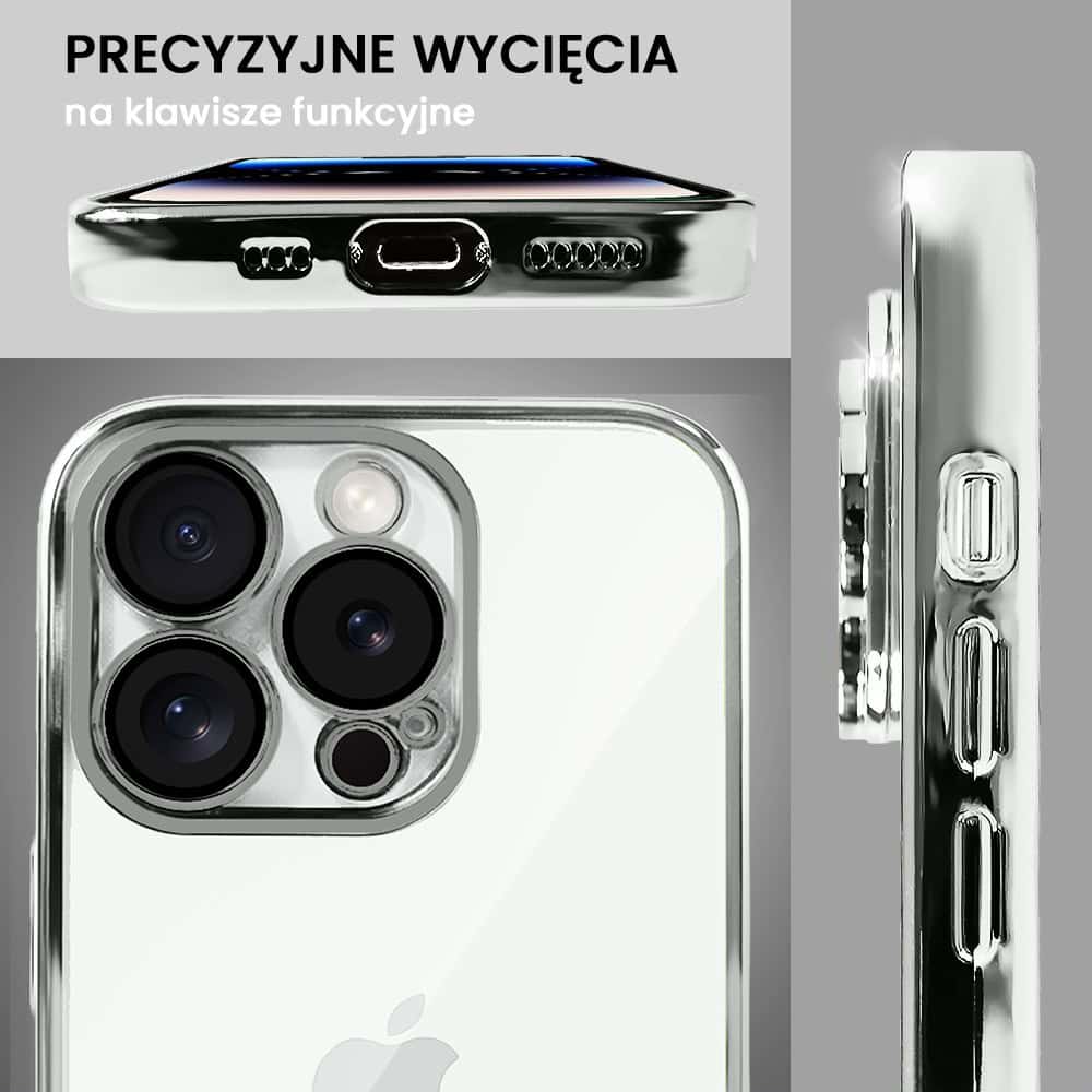 Etui do iPhone 14 Pro Max slim silver z osłoną kamery, srebrne