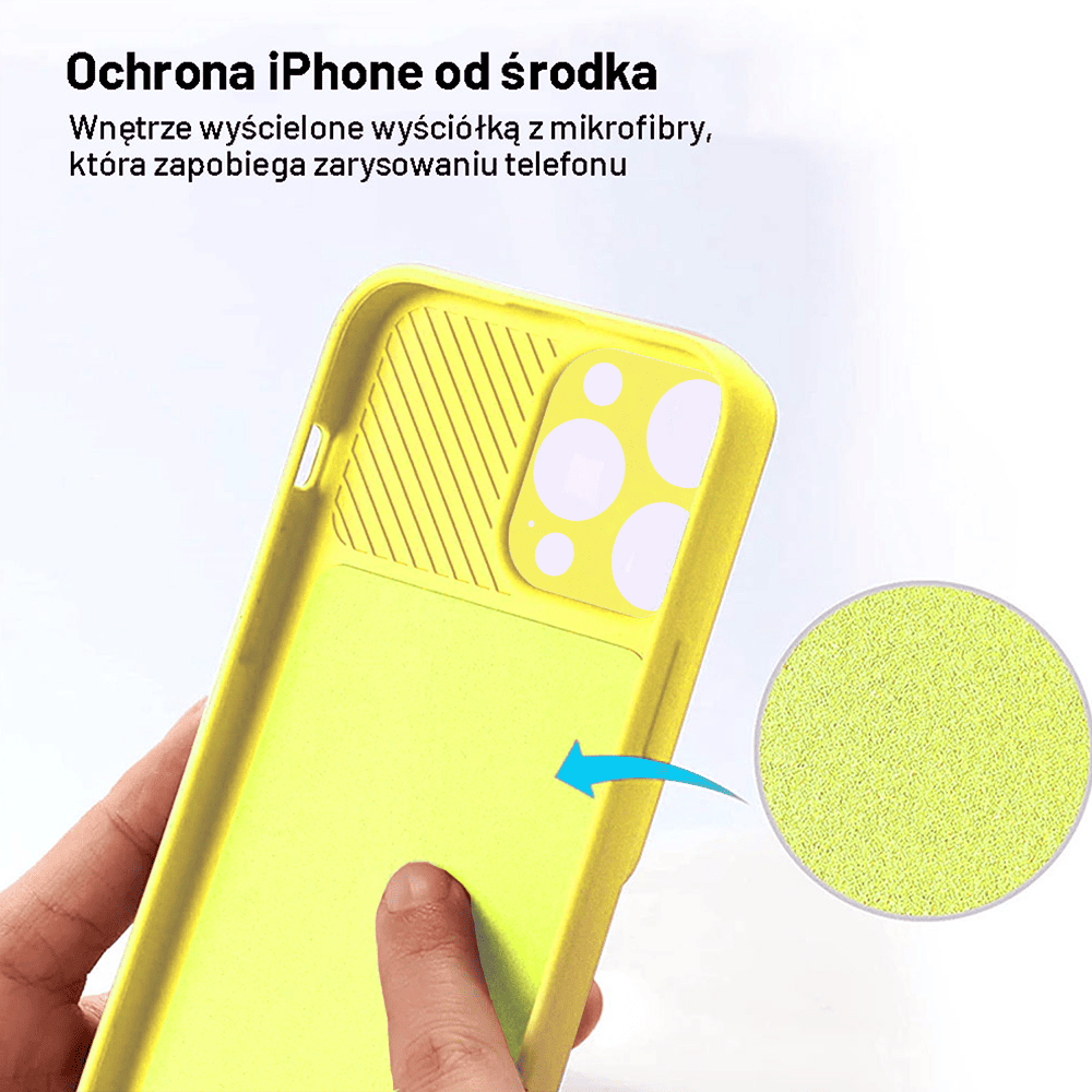Etui do iPhone 14 Pro Silicone Camera Cover, ruchoma osłona kamery, cytrynowe