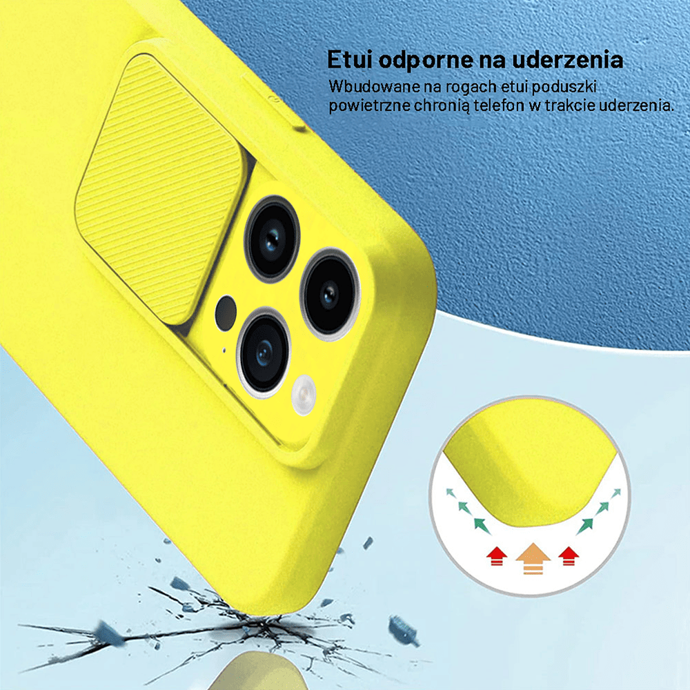 Etui do iPhone 14 Pro Silicone Camera Cover, ruchoma osłona kamery, cytrynowe