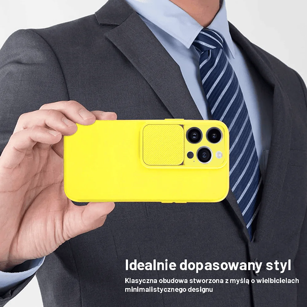 Etui do iPhone 14 Pro Silicone Camera Cover, ruchoma osłona kamery, cytrynowe
