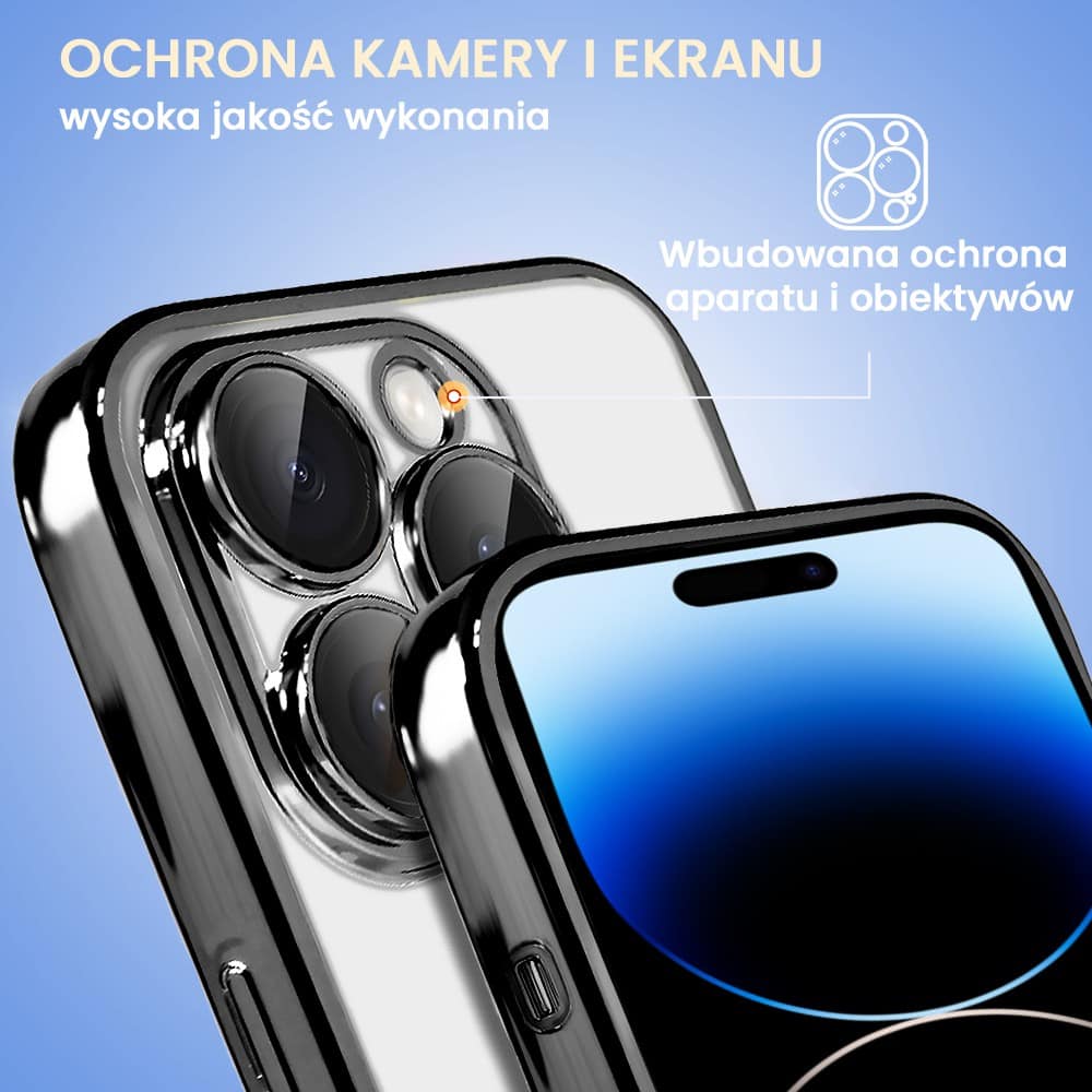 Etui do iPhone 14 Pro Premium Protect Full Cover z osłoną kamery i obiektywów 9H, czarne grafitowe (OUTLET)