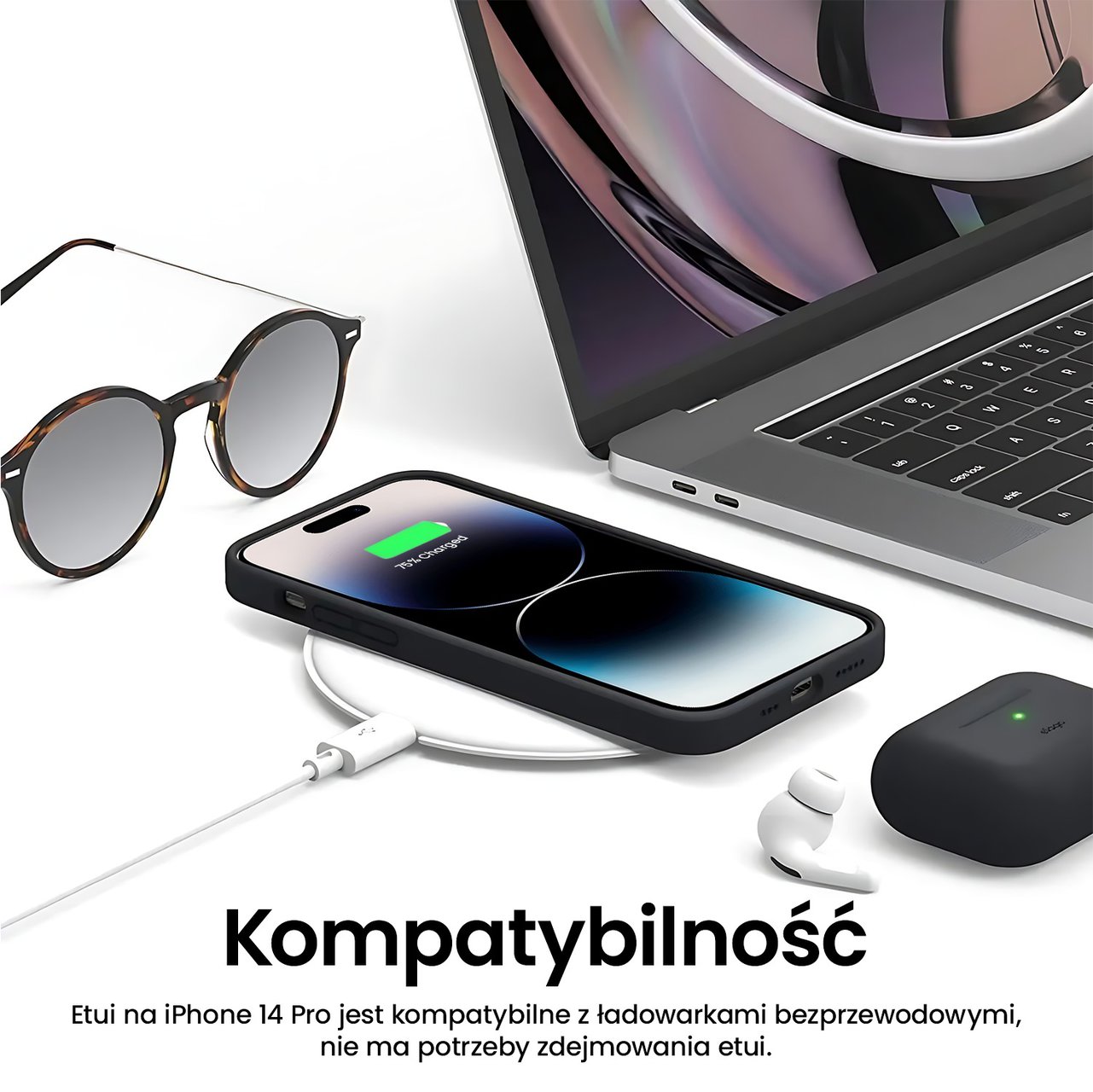 Etui do iPhone 14 Pro Soft Lux matowe z mikrofibrą, trójwarstwowa ochrona, czarne