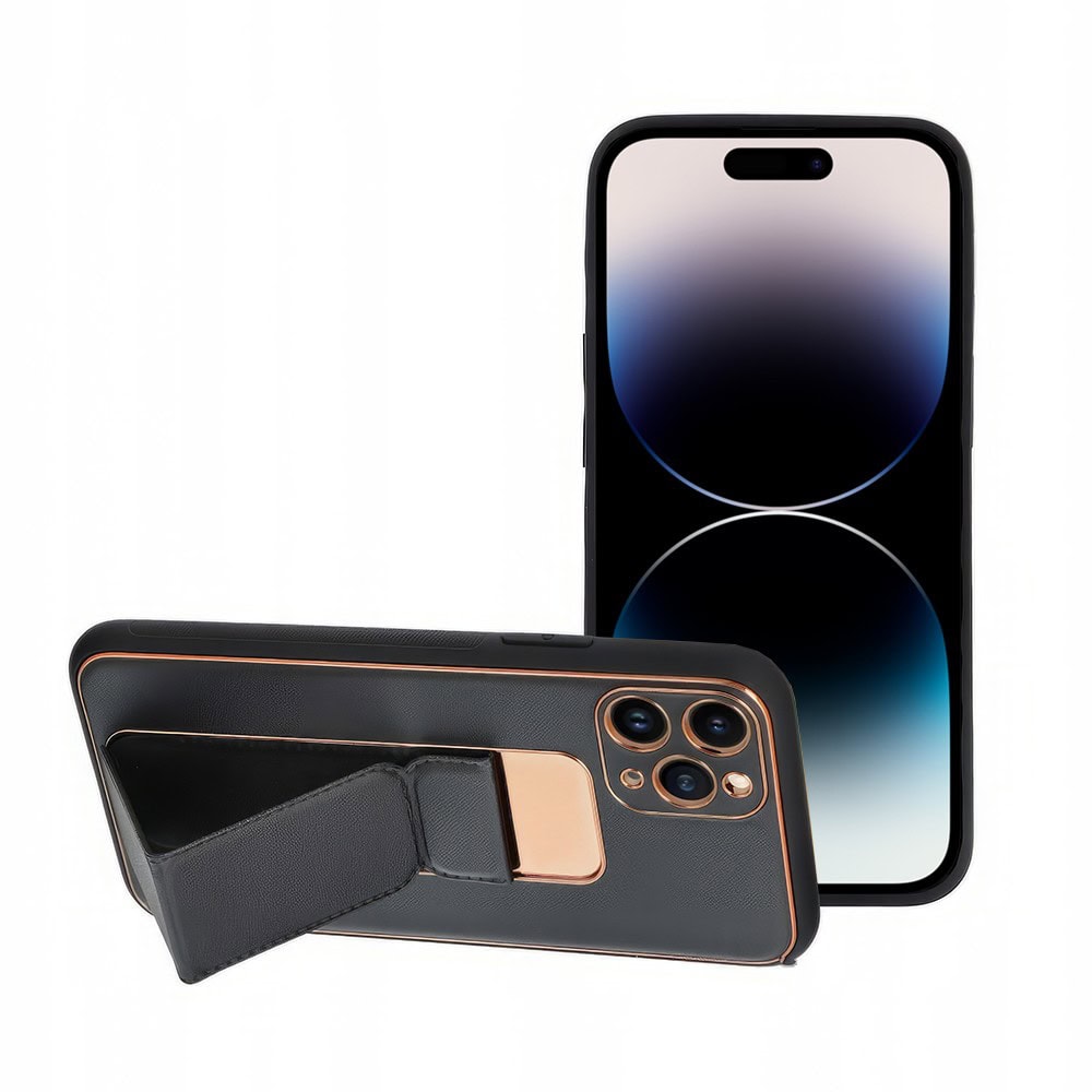 Etui do iPhone 14 Pro Stand Leather Case z podstawką skórzane, czarne