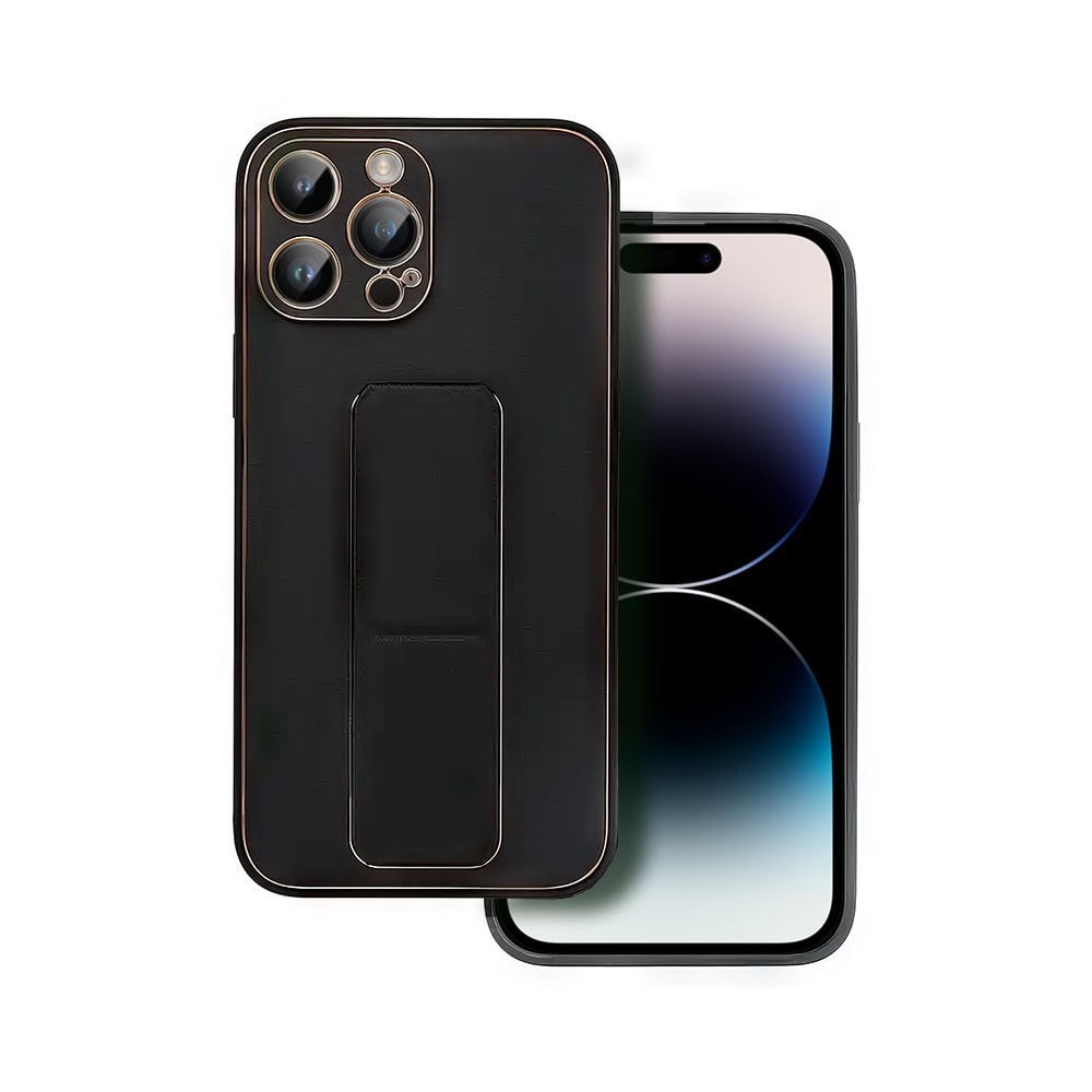 Etui do iPhone 14 Pro Stand Leather Case z podstawką skórzane, czarne