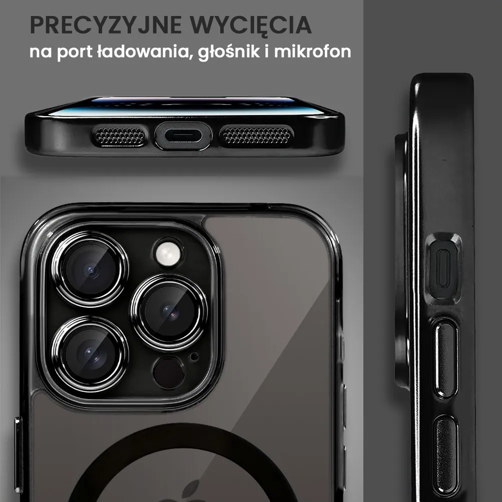 Etui do iPhone 14 Pro cienkie, wzmocnione, z ochroną anti shock oraz głośników, czarne