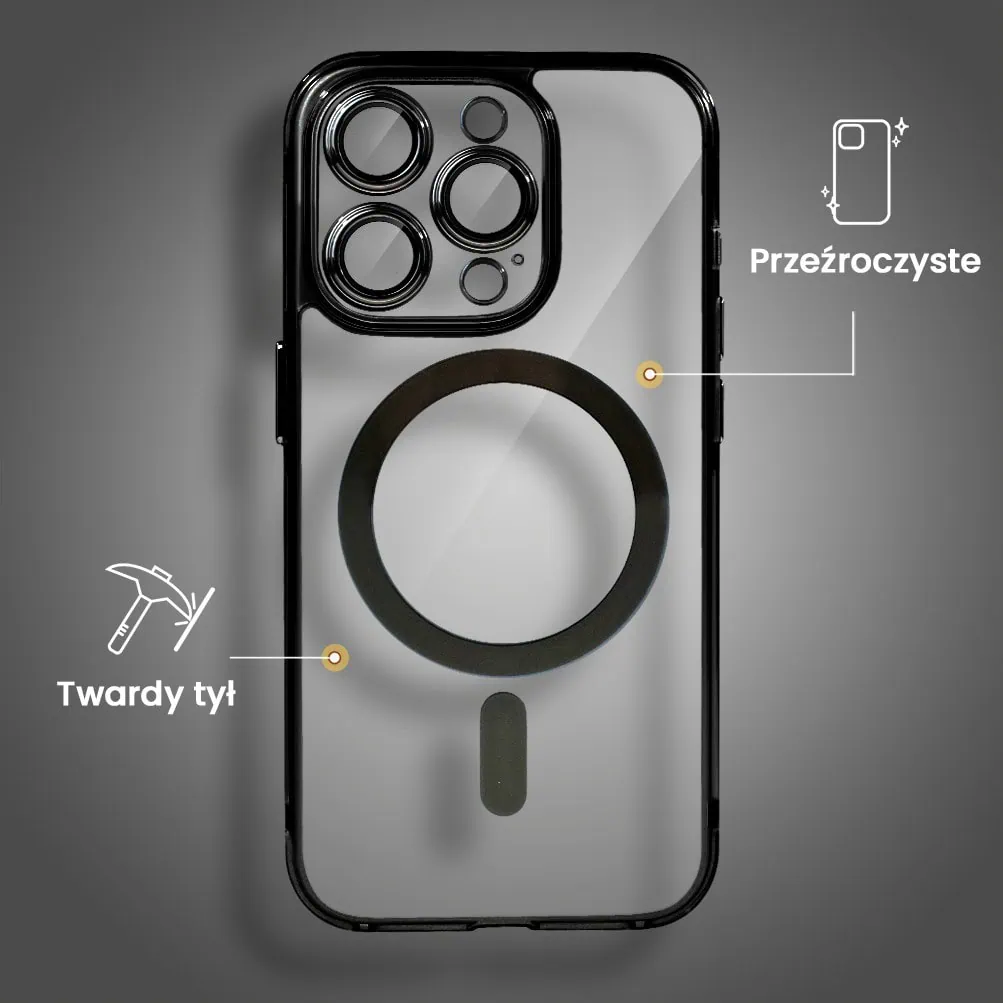 Etui do iPhone 14 Pro cienkie, wzmocnione, z ochroną anti shock oraz głośników, czarne