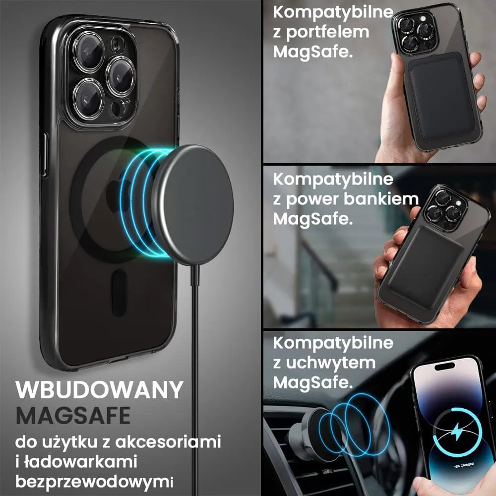 Etui do iPhone 14 Pro cienkie, wzmocnione, z ochroną anti shock oraz głośników, czarne