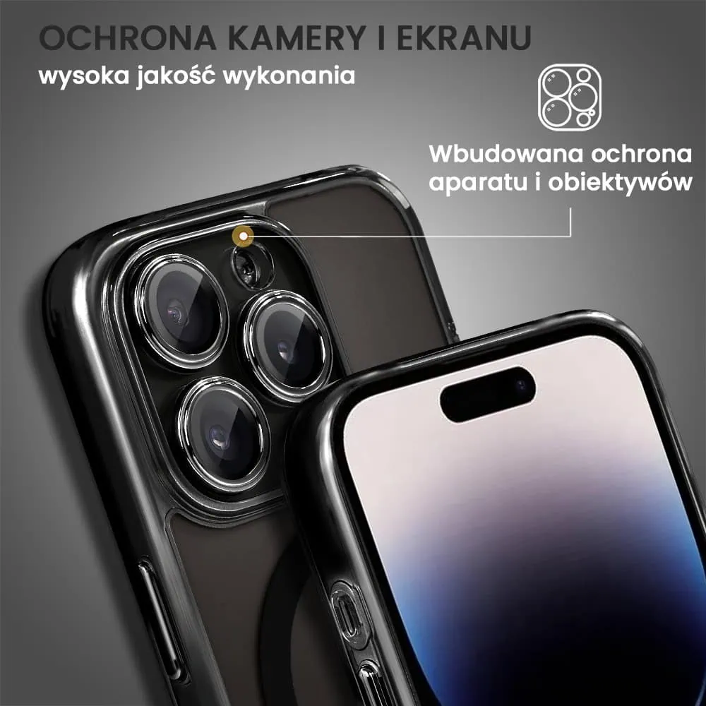 Etui do iPhone 14 Pro cienkie, wzmocnione, z ochroną anti shock oraz głośników, czarne