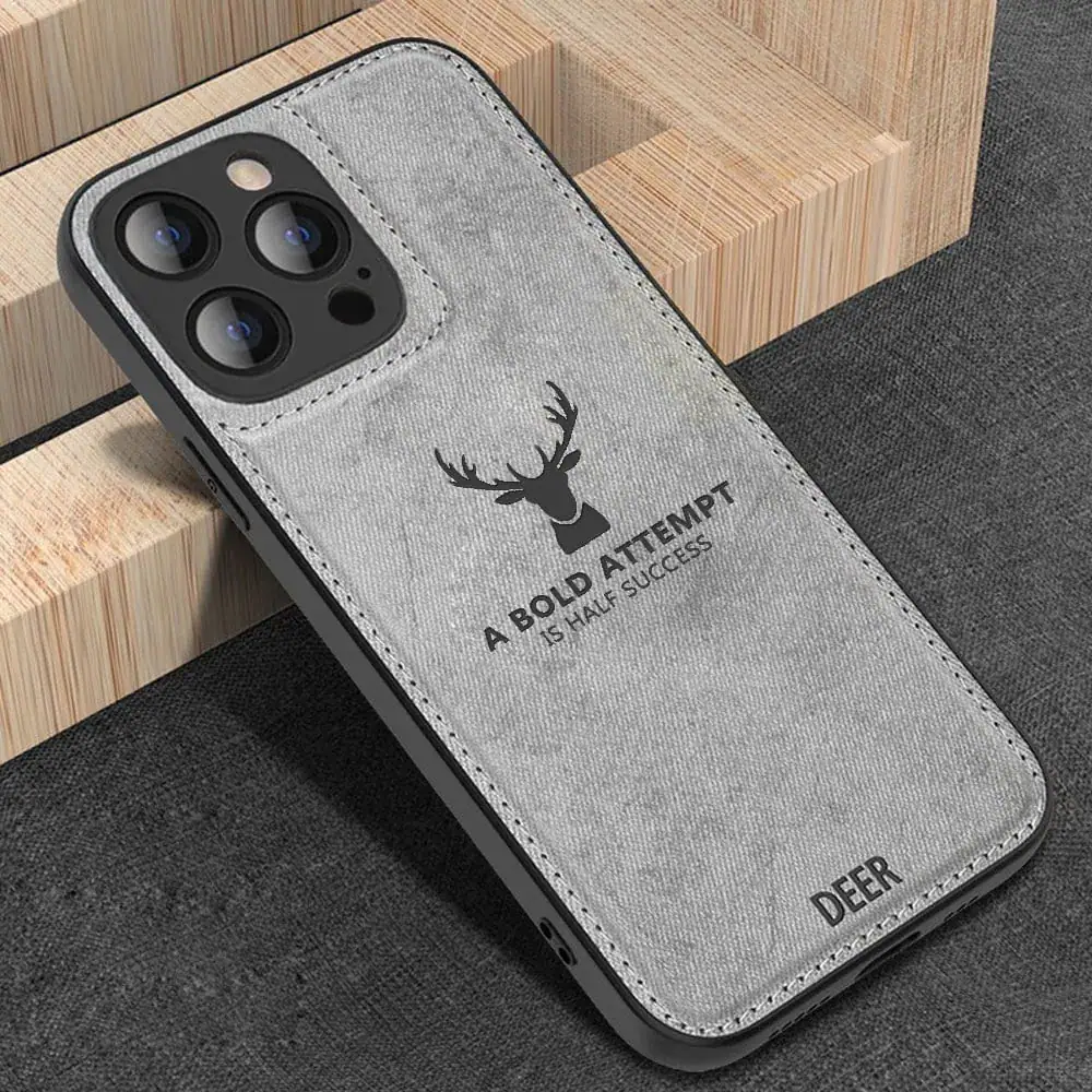 Etui do iPhone 14 Pro Max ochronne materiałowe Deer, szare