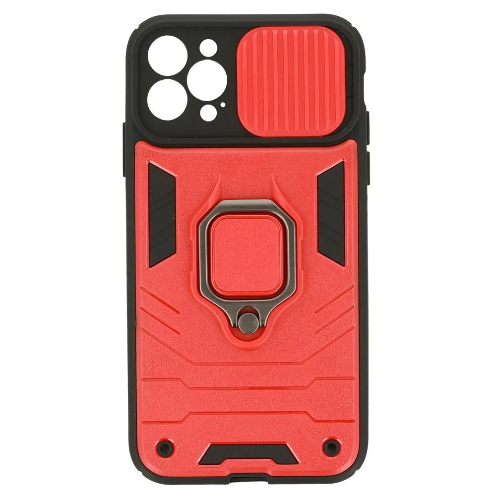 Etui do iPhone 14 Pro pancerne z magnetycznym uchwytem, osłona kamery, czerwono czarne