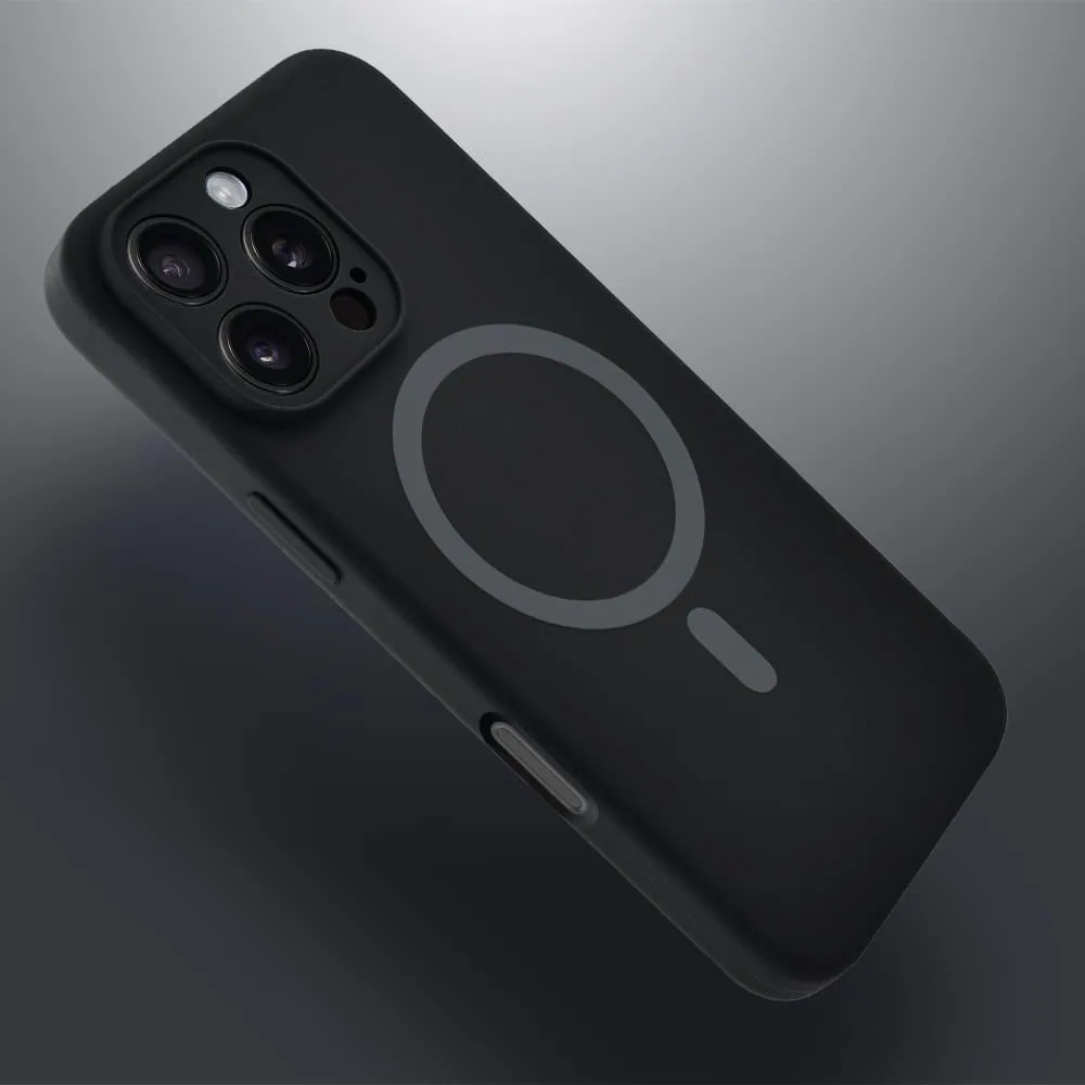 Etui do iPhone 14 Pro, silikonowe z MagSafe, mikrofibra soft touch z osłoną na aparat, czarne