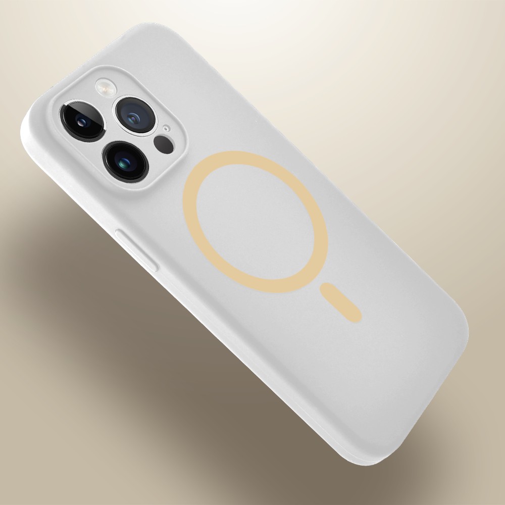 Etui do iPhone 14 Pro, silikonowe z MagSafe, mikrofibra soft touch z osłoną na aparat, białe