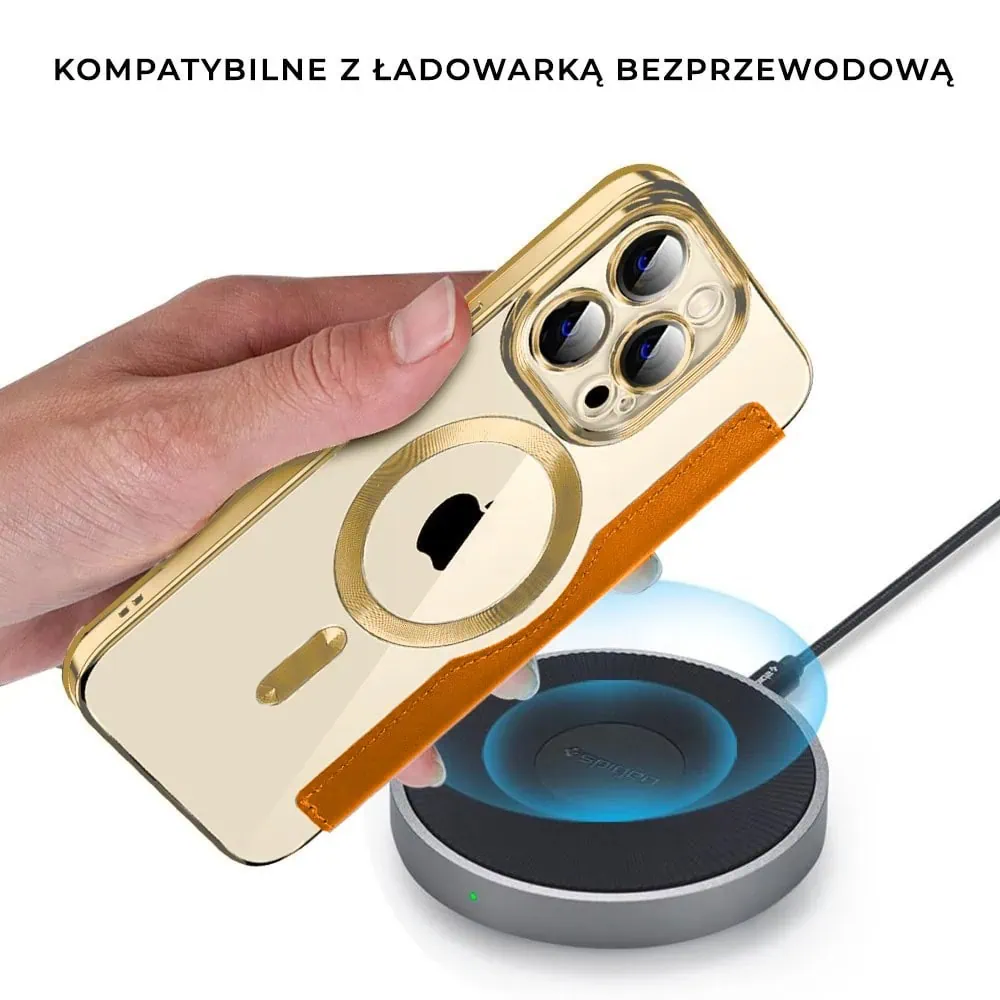 Etui do iPhone 14 Pro Max typu książka Book Magsafe Lens Protect, z klapką, złote