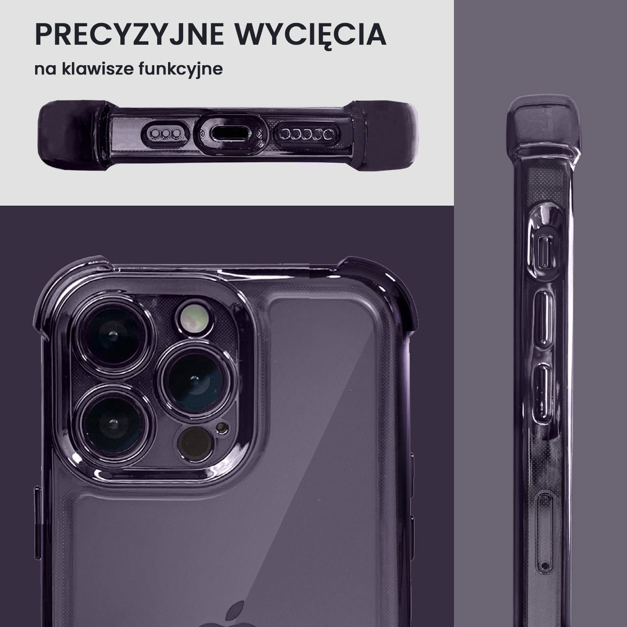 Etui do iPhone 14 Pro Hybrid Elegance Anti-Shock z osłoną na aparat i poduszkami, głęboka purpura (OUTLET)