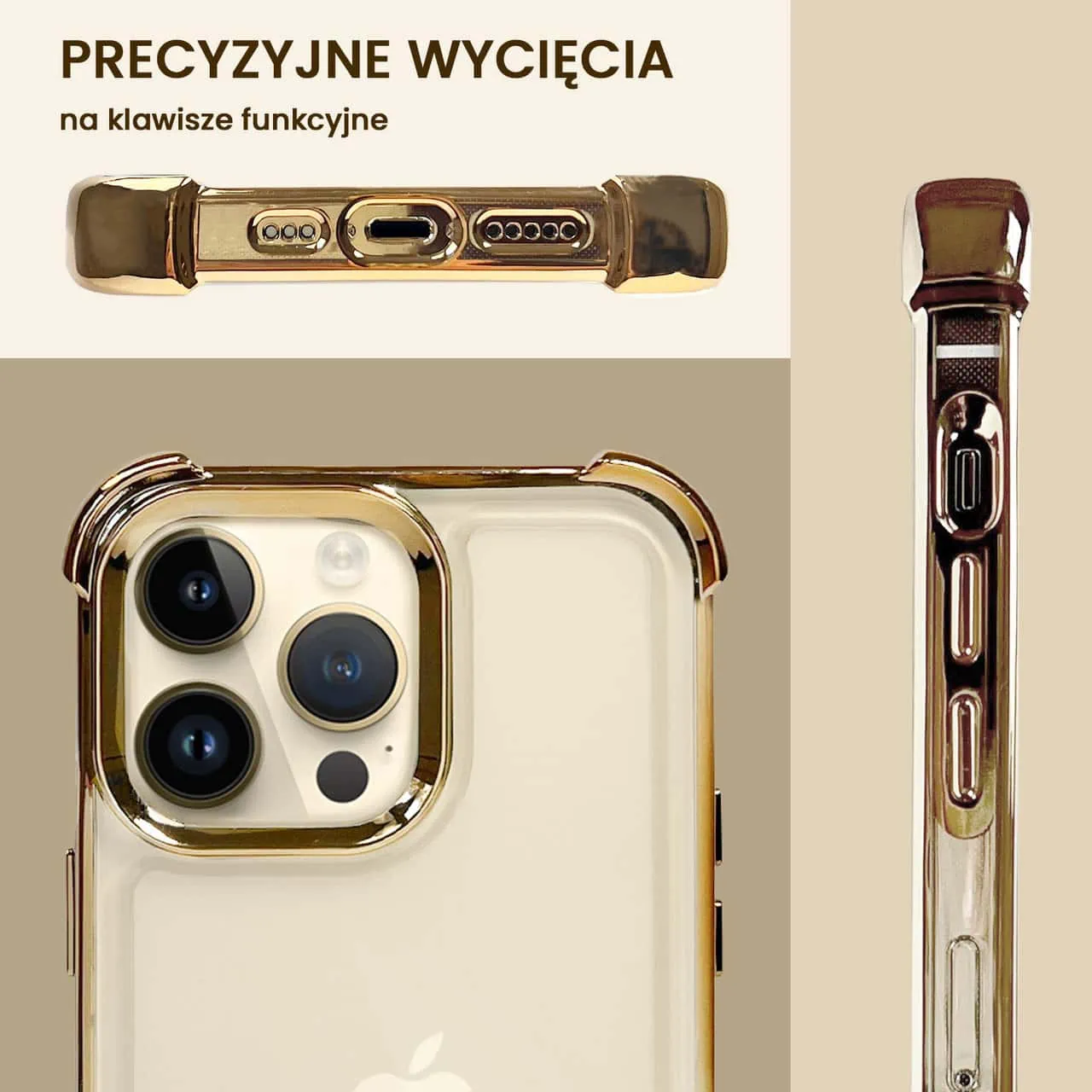 Etui do iPhone 13 Pro Hybrid Elegance Anti-Shock z poduszkami, złote