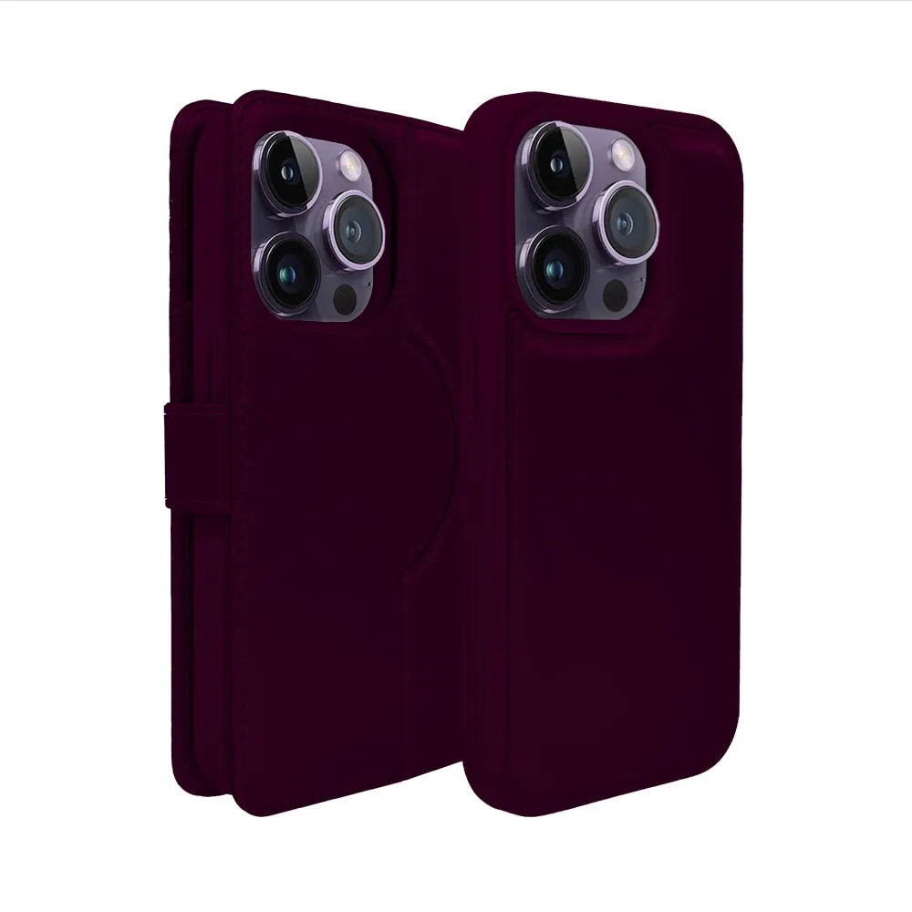 Etui do iPhone 14 Pro Max 3w1 Magsafe Double Book, zestaw etui oraz kabura z podstawką, purpurowe