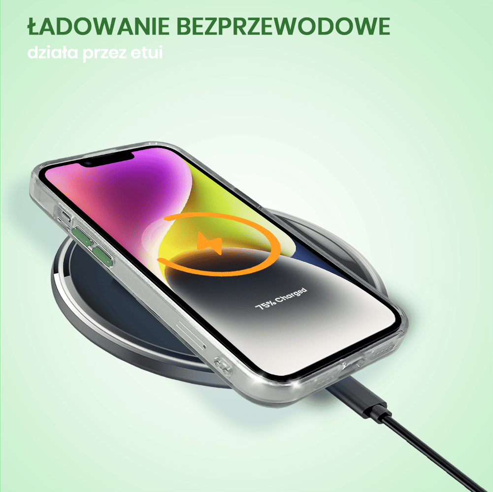 Etui do iPhone 14 Simple Elegance z MagSafe, twardy przeźroczysty tył, hybrydowa ochrona kamery, zielone