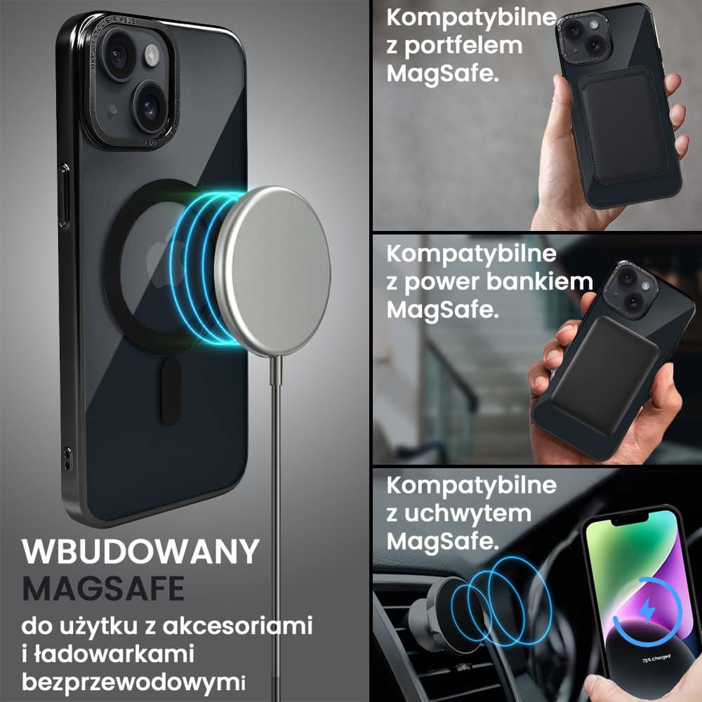 Etui do iPhone 14 Skin Shield, cienkie, twardy tył, Titanium Finish, czarne (OUTLET)