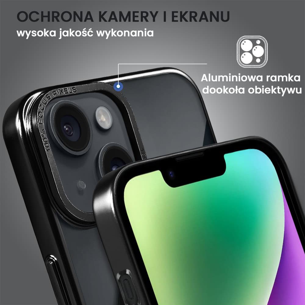 Etui do iPhone 14 Skin Shield, cienkie, twardy tył, Titanium Finish, czarne (OUTLET)