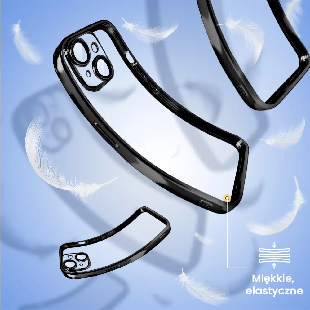 Etui do iPhone 14 Plus Slim Protect Full Cover z osłoną kamery i obiektywów 9H, czarne grafitowe