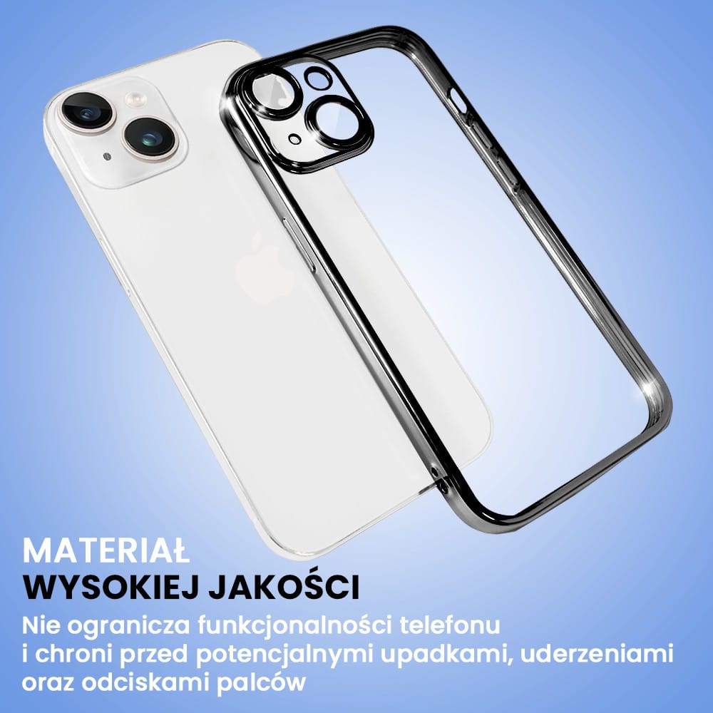 Etui do iPhone 14 Plus Slim Protect Full Cover z osłoną kamery i obiektywów 9H, czarne grafitowe