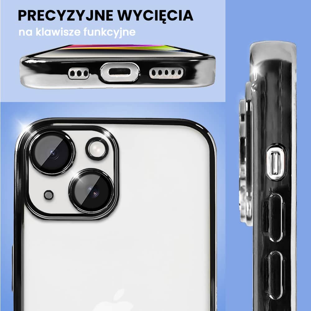 Etui do iPhone 14 Plus Slim Protect Full Cover z osłoną kamery i obiektywów 9H, czarne grafitowe