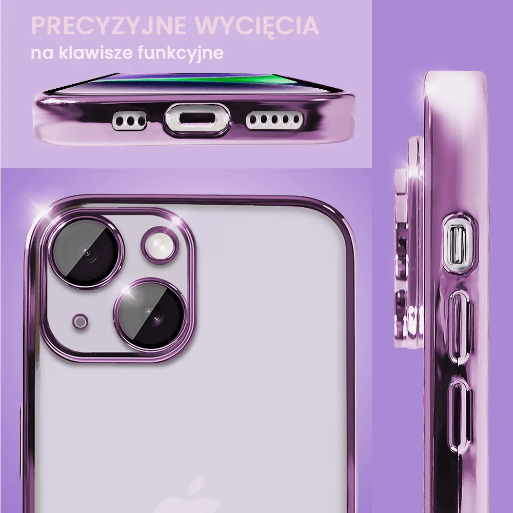Etui do iPhone 14 Plus Slim Protect Full Cover z osłoną kamery i obiektywów 9H, głęboka purpura