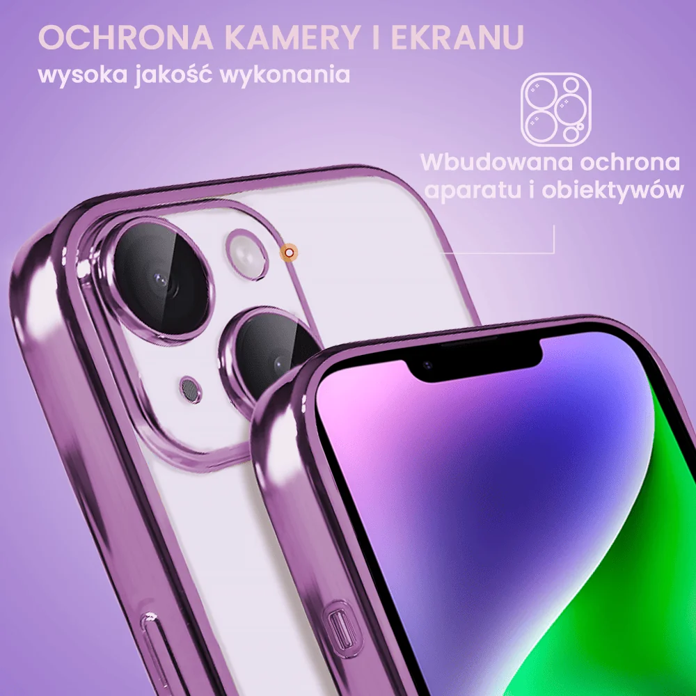 Etui do iPhone 14 Plus Slim Protect Full Cover z osłoną kamery i obiektywów 9H, głęboka purpura