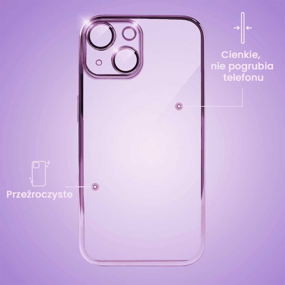 Etui do iPhone 14 Plus Slim Protect Full Cover z osłoną kamery i obiektywów 9H, głęboka purpura