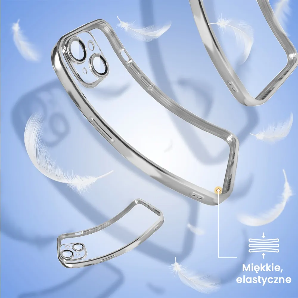 Etui do iPhone 14 Plus Slim Protect Full Cover z osłoną kamery i obiektywów 9H, srebrne