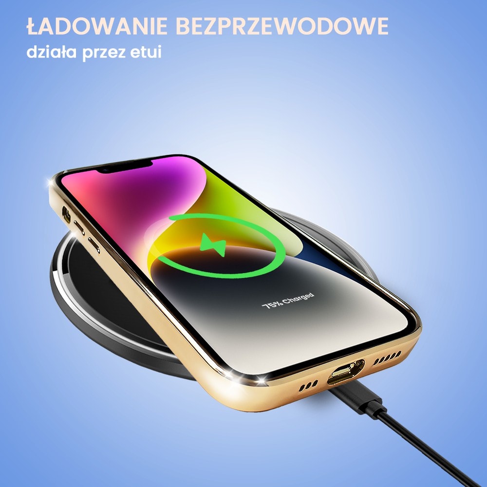 Etui do iPhone 14 Slim Protect Full Cover z osłoną kamery i obiektywów 9H, złote (OUTLET)
