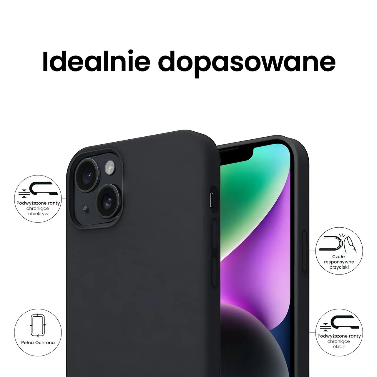 Etui do iPhone 14 Soft Lux matowe z mikrofibrą, trójwarstwowa ochrona, czarne
