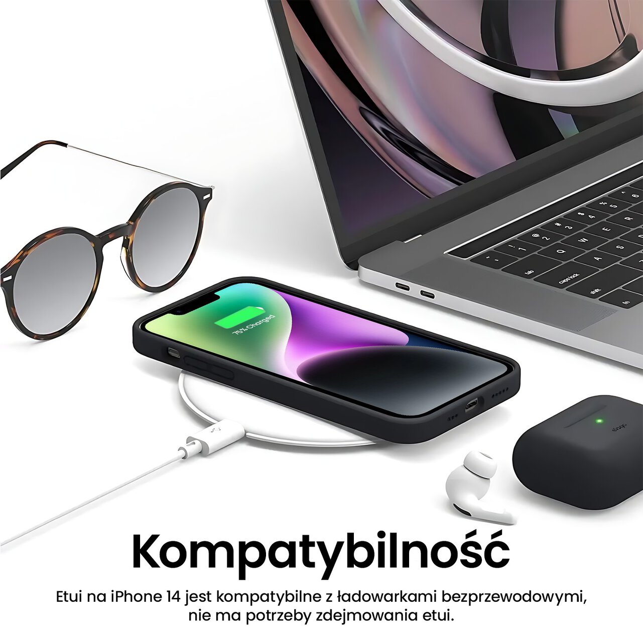 Etui do iPhone 14 Soft Lux matowe z mikrofibrą, trójwarstwowa ochrona, czarne