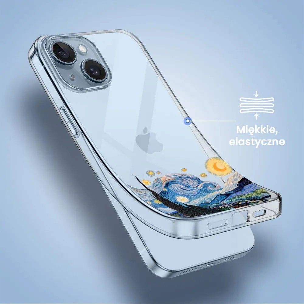 Etui do iPhone 14, obraz Van Gogh, przeźroczyste