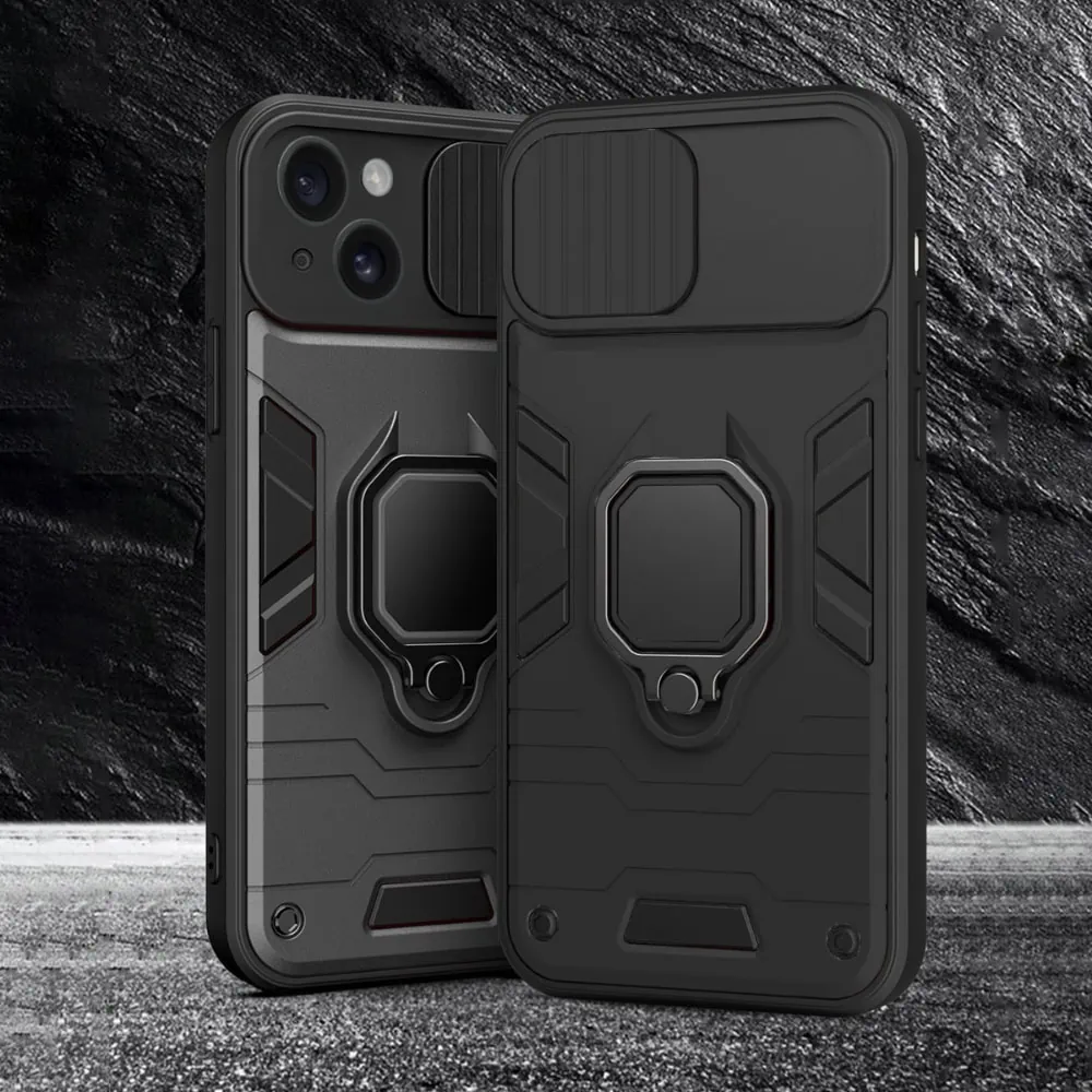 Etui do iPhone 14 pancerne z magnetycznym uchwytem, osłona kamery, czarne