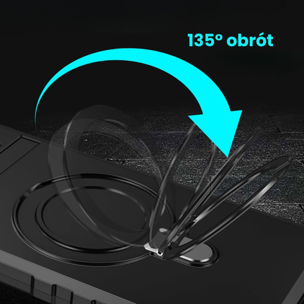 Etui do iPhone 14, pancerne, z osłoną aparatu i metalową podstawką MagSafe, czarne