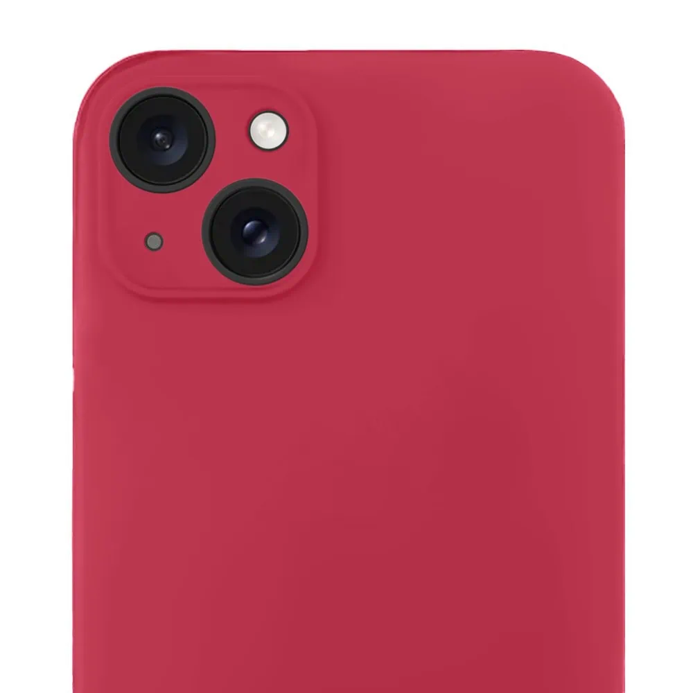 Etui do iPhone 14 Plus silikonowe z mikrofibrą soft touch z osłoną na aparat, ceglasta czerwień