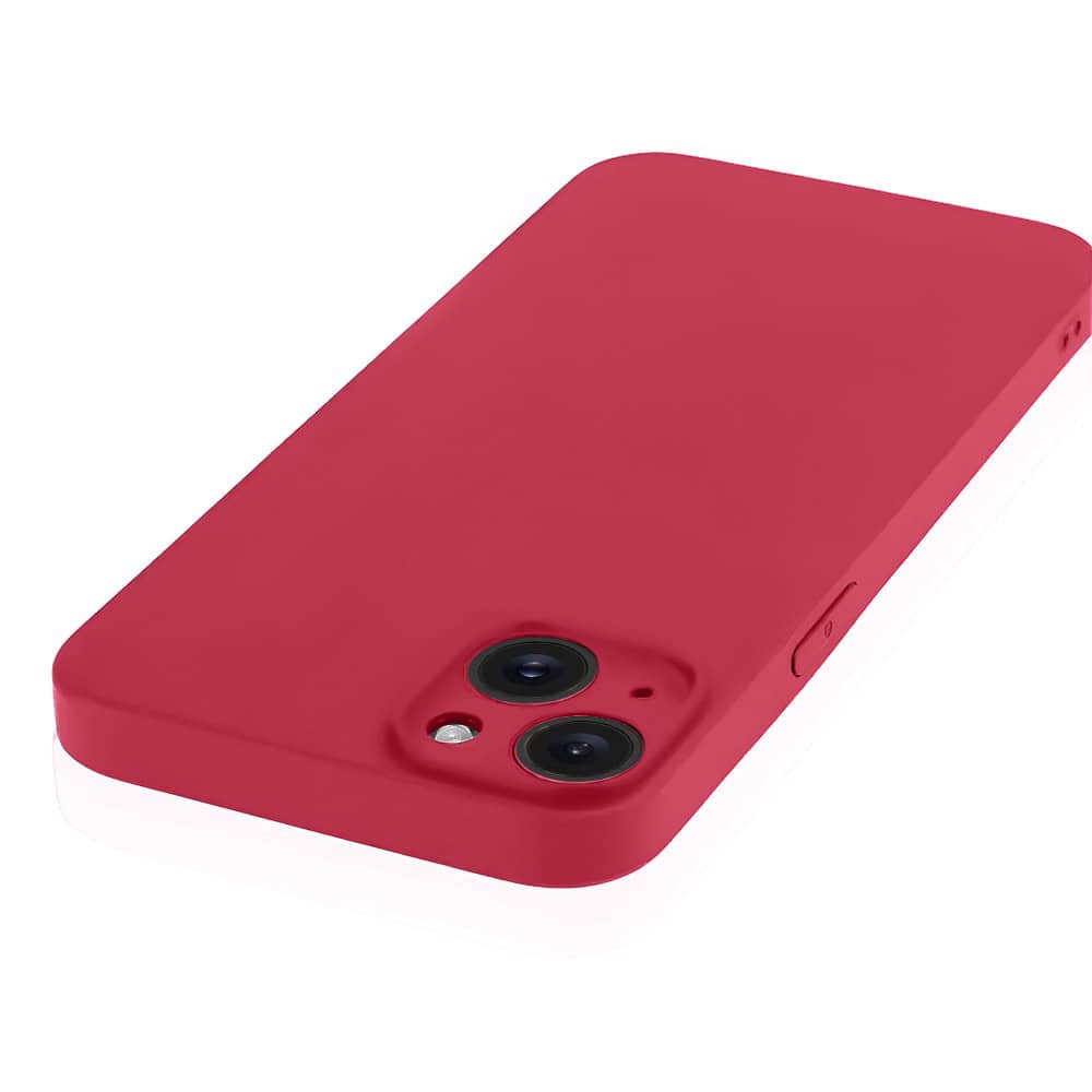 Etui do iPhone 14 Plus silikonowe z mikrofibrą soft touch z osłoną na aparat, ceglasta czerwień