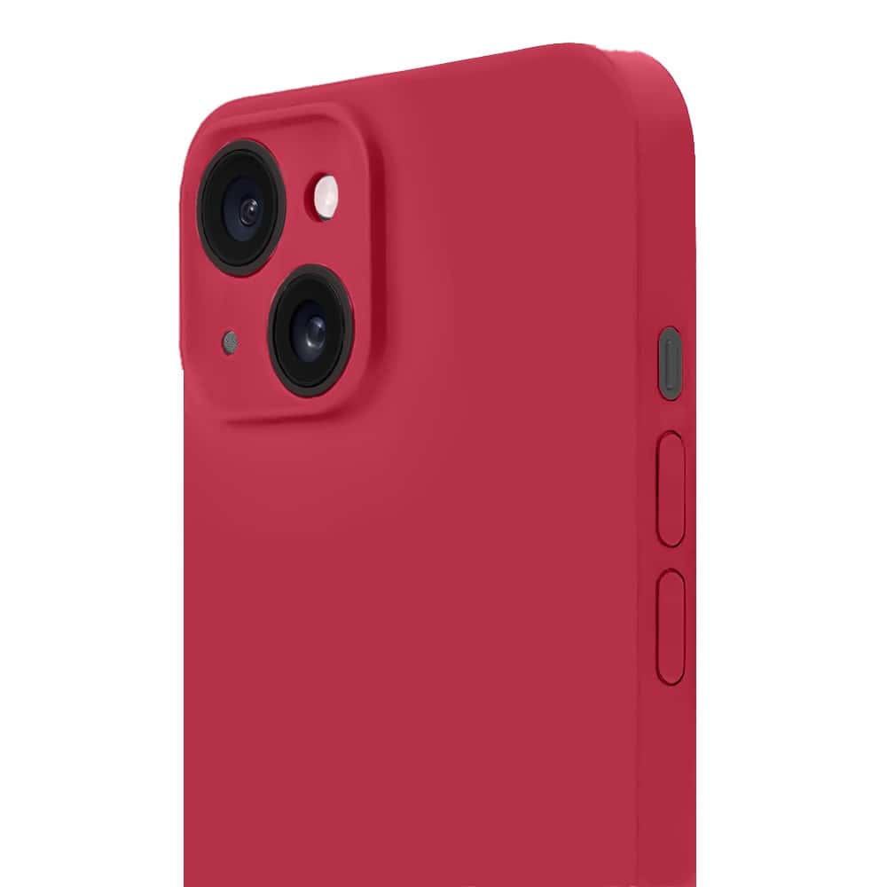 Etui do iPhone 14 Plus silikonowe z mikrofibrą soft touch z osłoną na aparat, ceglasta czerwień